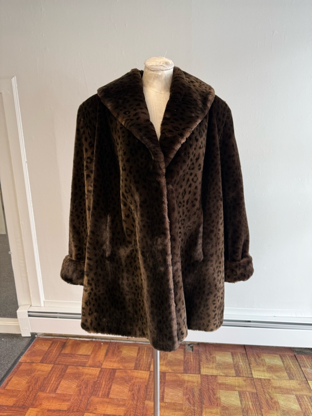 Classic Women's Dark Brown Faux Fur Coat